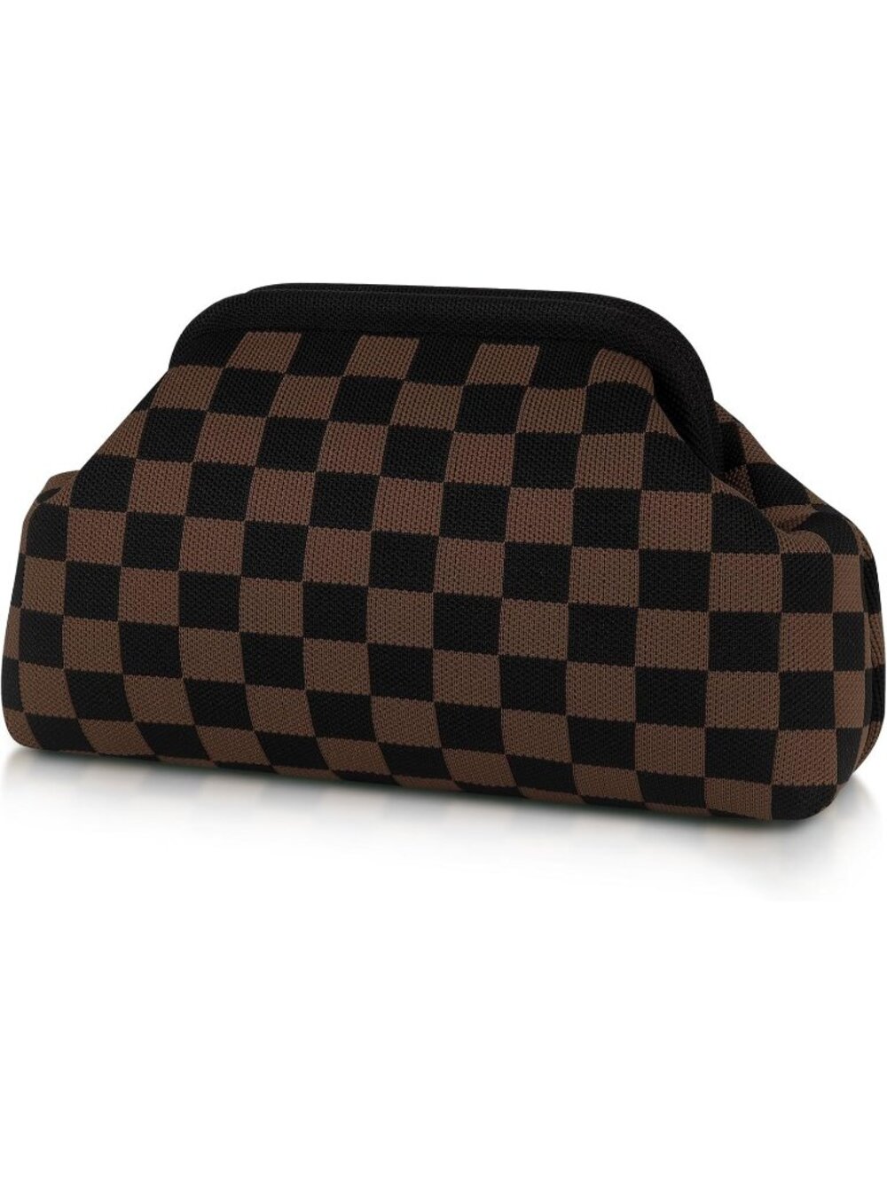 Women's Black Brown 2 Woven Clutch Purse Striped Dumpling Crochet Beach Handbag